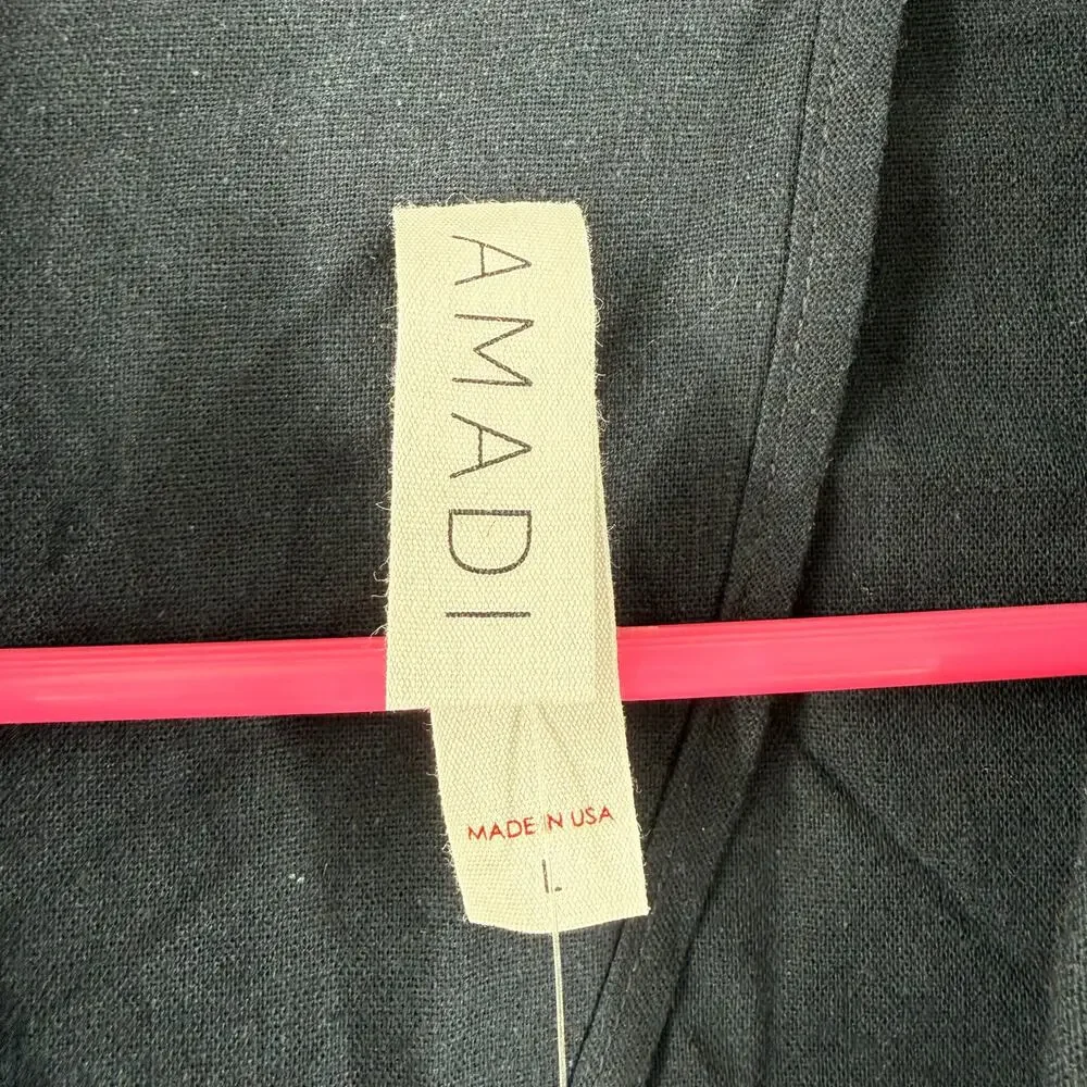 Amadi Anthropologie Blazer Womens Large NWT Navy Kayne Double Breast Linen Blend